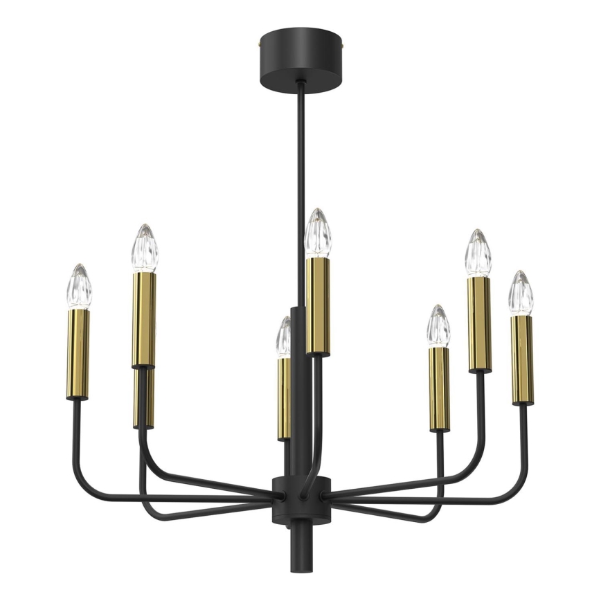 Hanglamp aan een koord AKASYA 8xE14/15W/230V zwart/goud