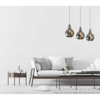 Hanglamp aan een koord AKSO 3xE14/40W/230V mat chroom