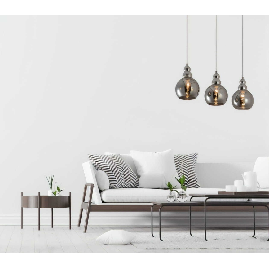 Hanglamp aan een koord AKSO 3xE14/40W/230V mat chroom