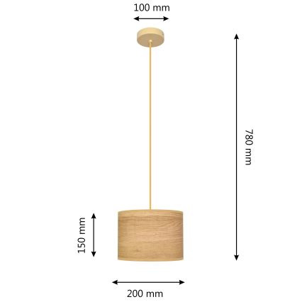 Hanglamp aan een koord ALBA 1xE27/15W/230V diameter 20 cm bruin