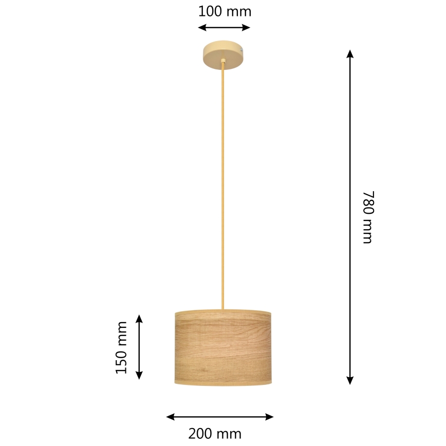 Hanglamp aan een koord ALBA 1xE27/15W/230V diameter 20 cm bruin