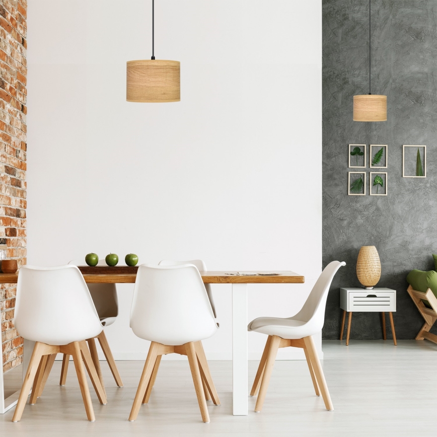 Hanglamp aan een koord ALBA 1xE27/15W/230V diameter 20 cm bruin/zwart