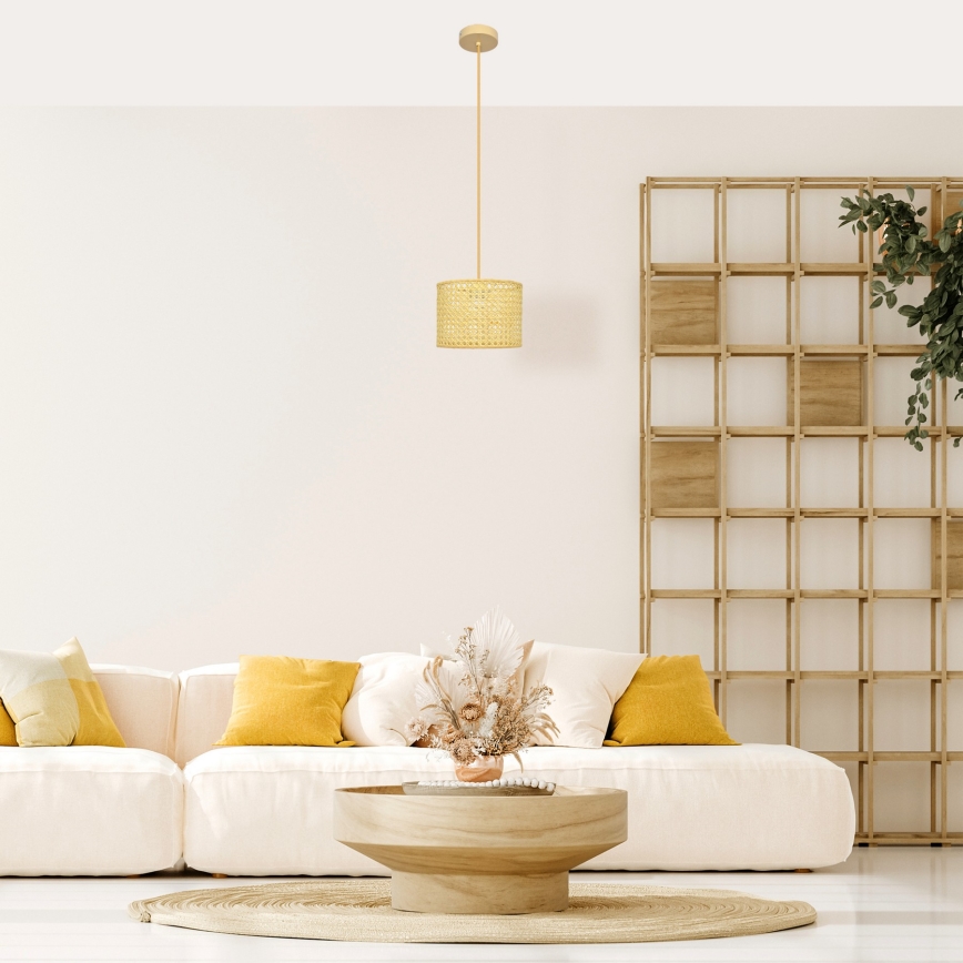 Hanglamp aan een koord ALBA 1xE27/15W/230V diameter 20 cm rotan