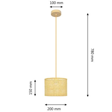 Hanglamp aan een koord ALBA 1xE27/15W/230V diameter 20 cm rotan