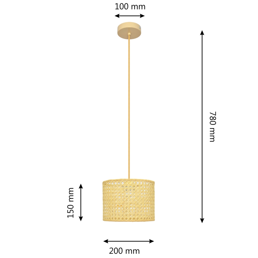Hanglamp aan een koord ALBA 1xE27/15W/230V diameter 20 cm rotan