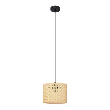 Hanglamp aan een koord ALBA 1xE27/15W/230V diameter 20 cm rotan/zwart