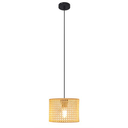 Hanglamp aan een koord ALBA 1xE27/15W/230V diameter 20 cm rotan/zwart