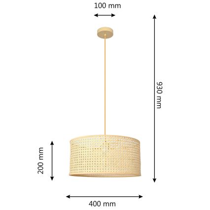 Hanglamp aan een koord ALBA 1xE27/15W/230V diameter 40 cm rotan