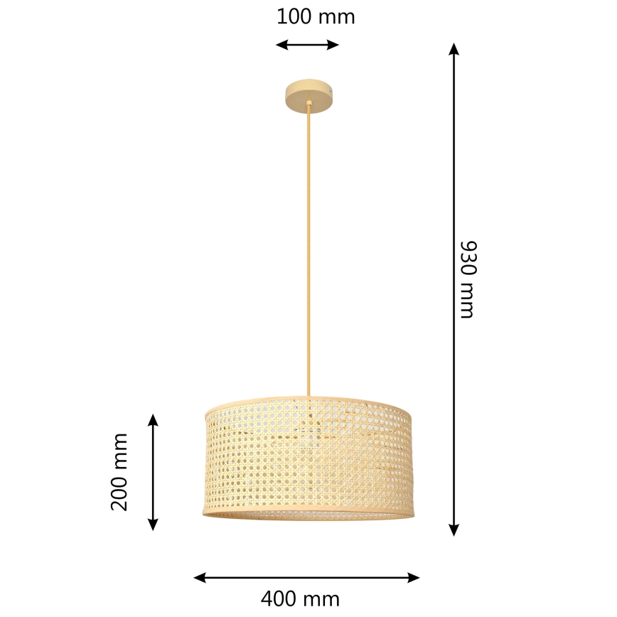 Hanglamp aan een koord ALBA 1xE27/15W/230V diameter 40 cm rotan