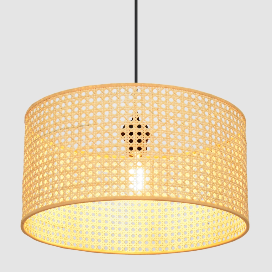 Hanglamp aan een koord ALBA 1xE27/15W/230V diameter 40 cm rotan/zwart