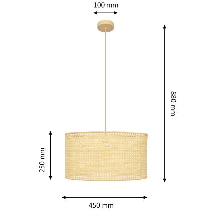 Hanglamp aan een koord ALBA 1xE27/15W/230V diameter 45 cm rotan