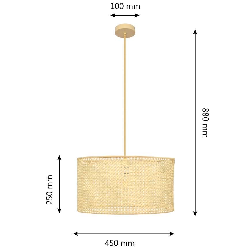 Hanglamp aan een koord ALBA 1xE27/15W/230V diameter 45 cm rotan