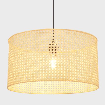Hanglamp aan een koord ALBA 1xE27/15W/230V diameter 45 cm rotan/zwart