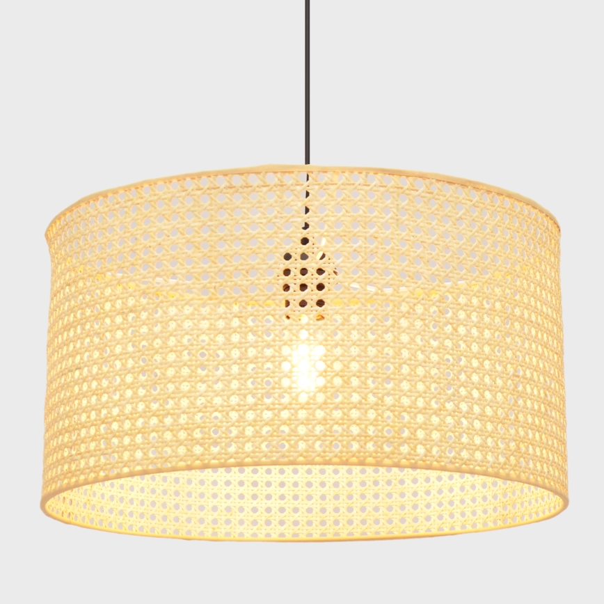 Hanglamp aan een koord ALBA 1xE27/15W/230V diameter 45 cm rotan/zwart
