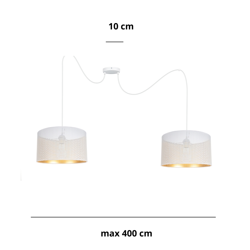 Hanglamp aan een koord ALDO 2xE27/60W/230V spin wit