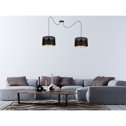 Hanglamp aan een koord ALDO 2xE27/60W/230V spin zwart