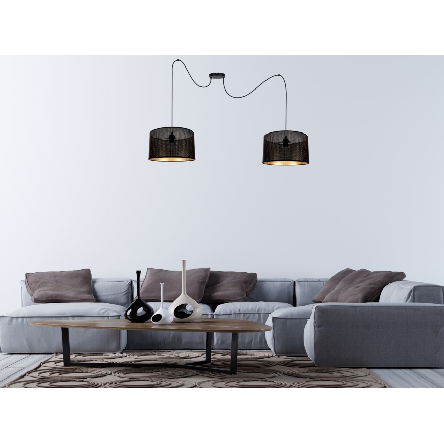 Hanglamp aan een koord ALDO 2xE27/60W/230V spin zwart