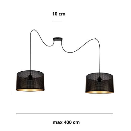 Hanglamp aan een koord ALDO 2xE27/60W/230V spin zwart