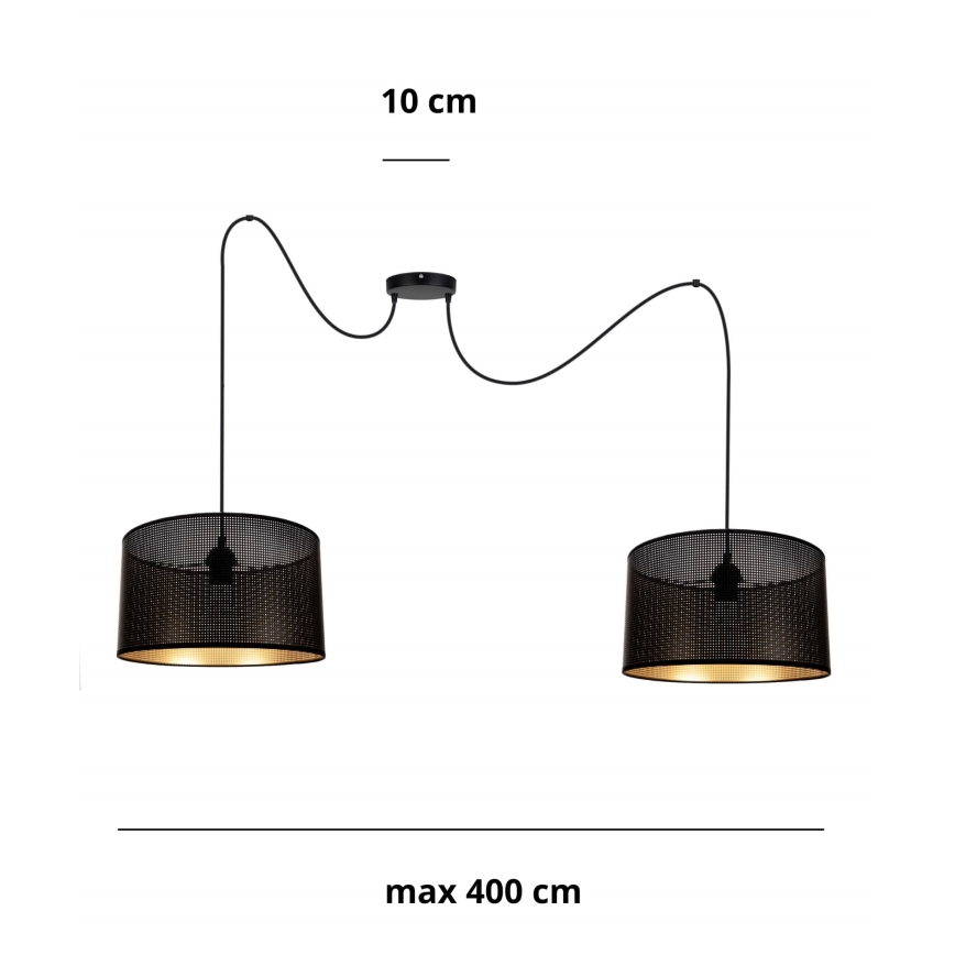 Hanglamp aan een koord ALDO 2xE27/60W/230V spin zwart