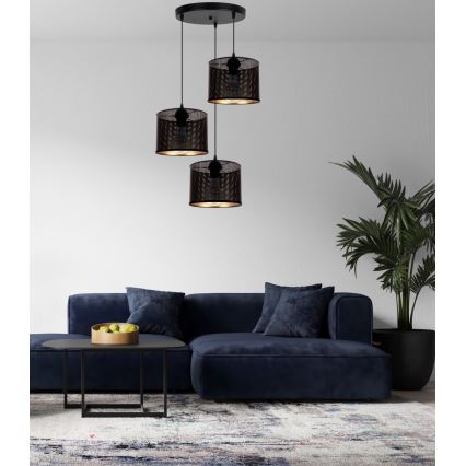 Hanglamp aan een koord ALDO 3xE27/60W/230V diameter 45 cm zwart