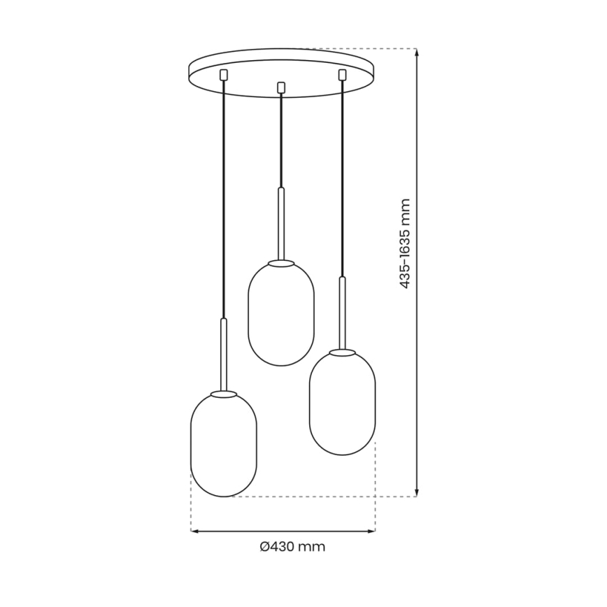 Hanglamp aan een koord ALIAS 3xE14/40W/230V zwart/grijs