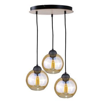 Hanglamp aan een koord AMBRE WOOD 3xE27/60W/230V diameter 30 cm