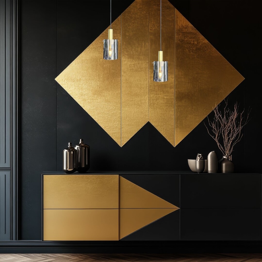 Hanglamp aan een koord ARCADIA 1xE27/60W/230V diameter 13 cm goud/gerookt