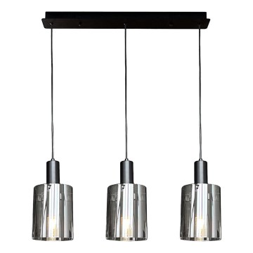 Hanglamp aan een koord ARCADIA 3xE27/60W/230V zwart/gerookt