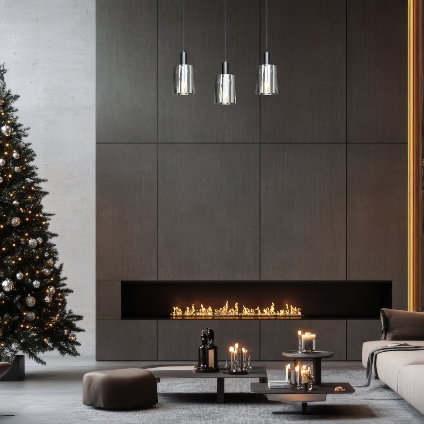 Hanglamp aan een koord ARCADIA 3xE27/60W/230V zwart/gerookt