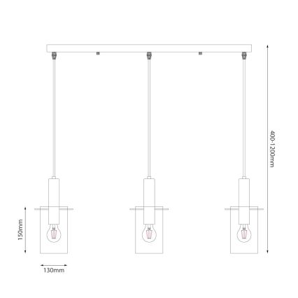 Hanglamp aan een koord ARCADIA 3xE27/60W/230V zwart/gerookt