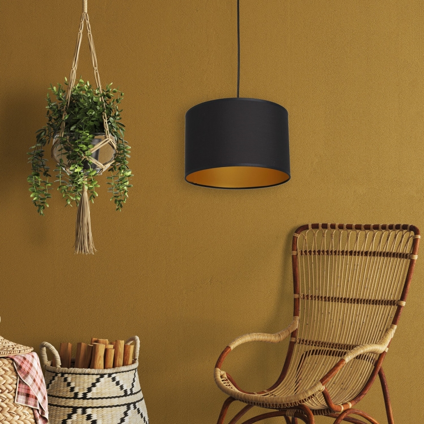 Hanglamp aan een koord ARDEN 1xE27/60W/230V d. 25 cm zwart/gouden