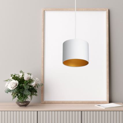 Hanglamp aan een koord ARDEN 1xE27/60W/230V diameter 18 cm wit/gouden