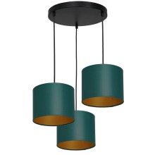 Hanglamp aan een koord ARDEN 3xE27/60W/230V groen/gouden