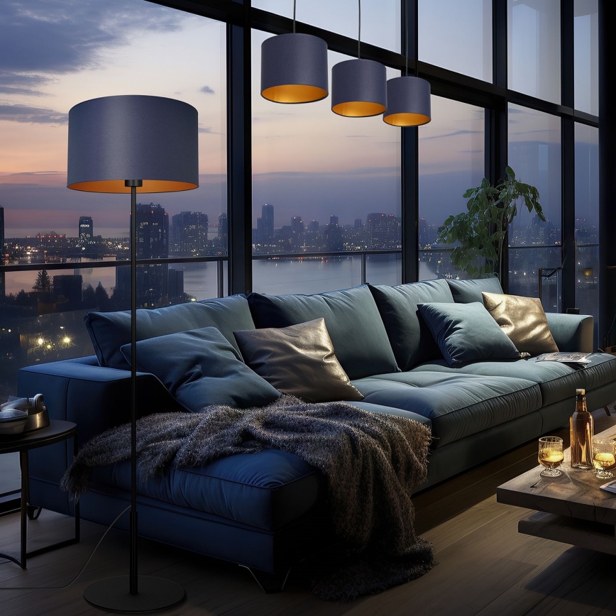 Hanglamp aan een koord ARDEN 3xE27/60W/230V paars/gouden