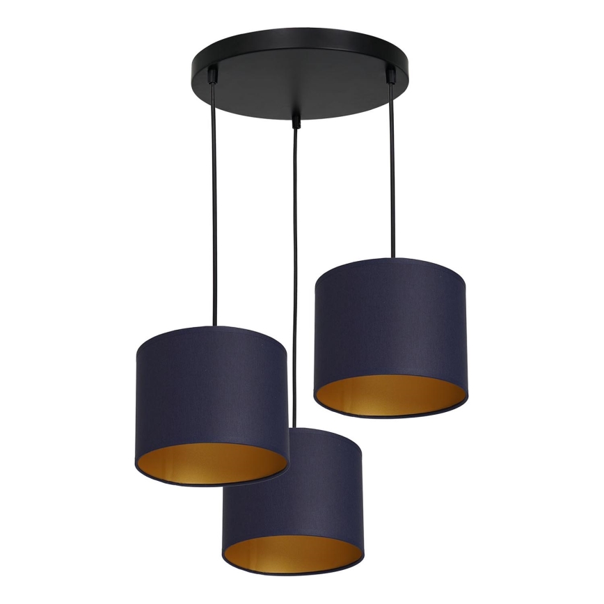 Hanglamp aan een koord ARDEN 3xE27/60W/230V paars/gouden