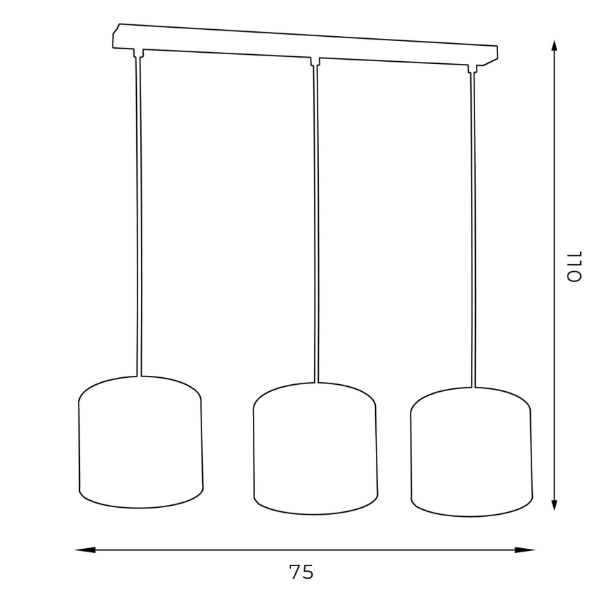 Hanglamp aan een koord ARDEN 3xE27/60W/230V wit/gouden