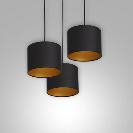 Hanglamp aan een koord ARDEN 3xE27/60W/230V zwart/goud