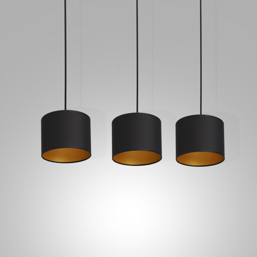 Hanglamp aan een koord ARDEN 3xE27/60W/230V zwart/gouden