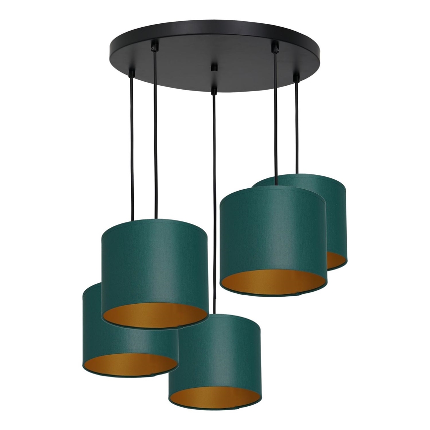 Hanglamp aan een koord ARDEN 5xE27/60W/230V groen/gouden