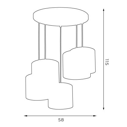 Hanglamp aan een koord ARDEN 5xE27/60W/230V zwart/gouden