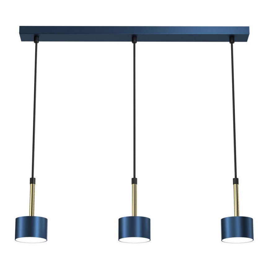 Hanglamp aan een koord ARENA 3xGX53/11W/230V blauw/goud