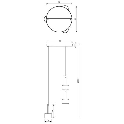 Hanglamp aan een koord ARENA 3xGX53/11W/230V zwart/goud