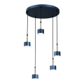 Hanglamp aan een koord ARENA 5xGX53/11W/230V blauw/goud