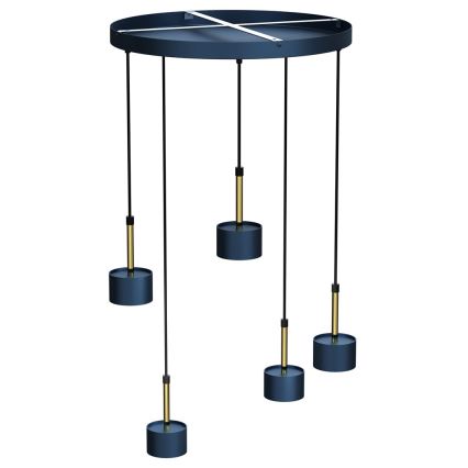 Hanglamp aan een koord ARENA 5xGX53/11W/230V blauw/goud