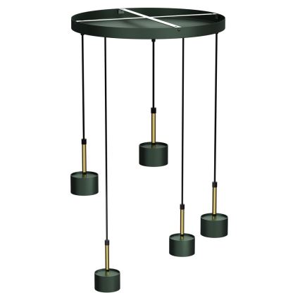 Hanglamp aan een koord ARENA 5xGX53/11W/230V groen/goud