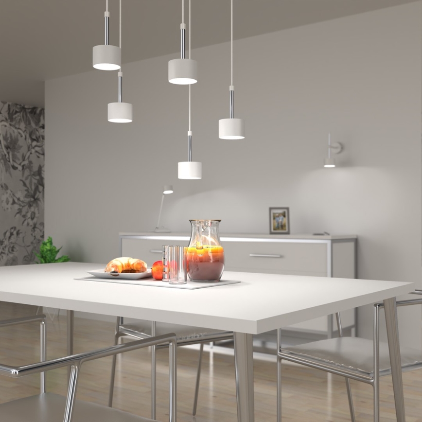 Hanglamp aan een koord ARENA 5xGX53/11W/230V wit/glanzend chroom