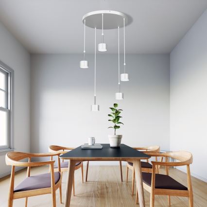 Hanglamp aan een koord ARENA 5xGX53/11W/230V wit/glanzend chroom