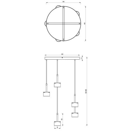 Hanglamp aan een koord ARENA 5xGX53/11W/230V zwart/goud