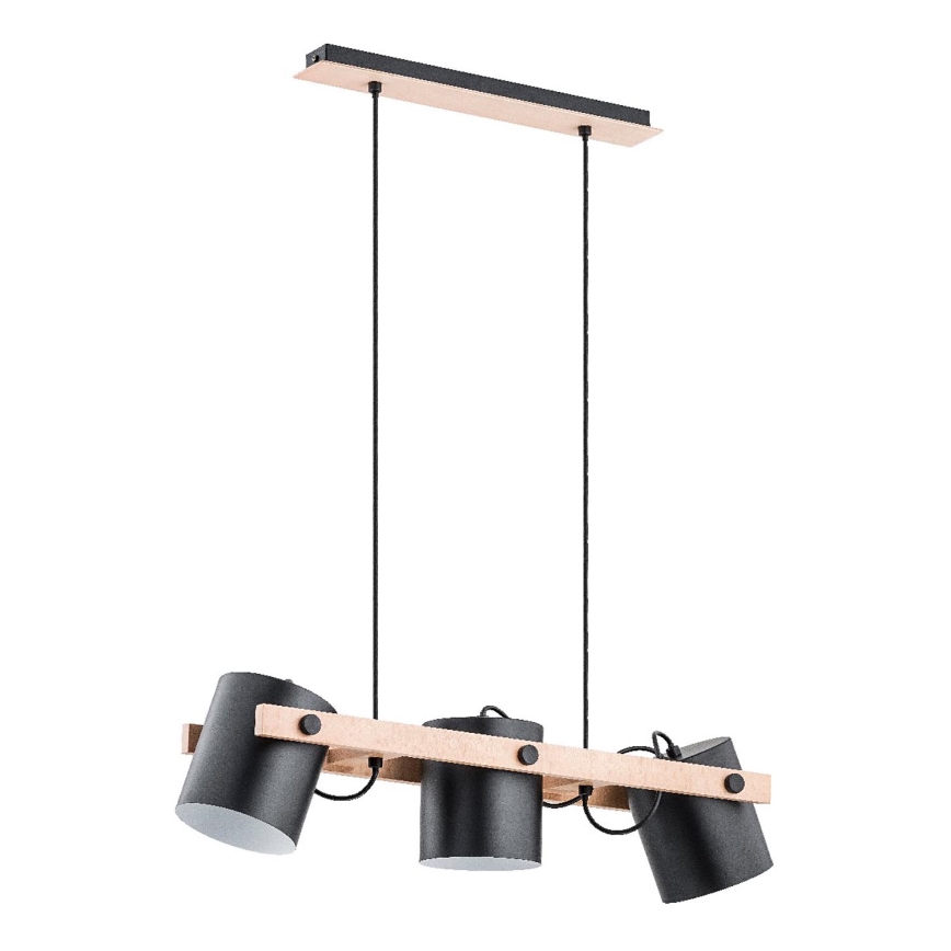 Hanglamp aan een koord ARI 3xE27/15W/230V zwart/beige