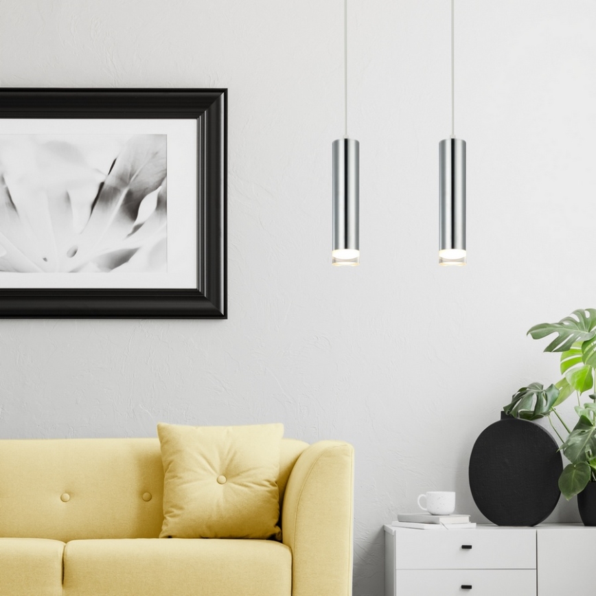 Hanglamp aan een koord ARMIN 1xGU10/10W/230V glanzend chroom